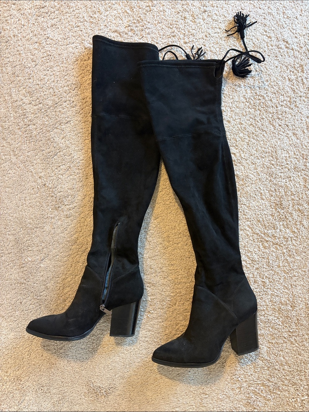 Marc Fisher Black Over-the-Knee Suede Block Heel Boots